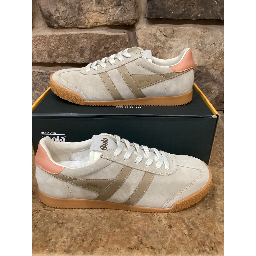 Gola Elan Trainer Bone Light Caramel Terracotta Suede Sneakers Size Womens 8 New